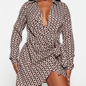 Brown Combo wrap Dress NEVER WORN